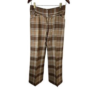 Patrizia Pepe Classic Plaid mid rise Brown 100% Wool Pants sz 40